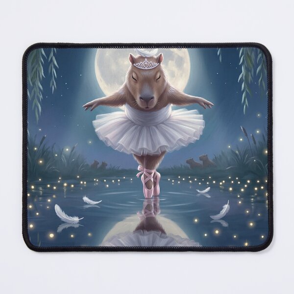 Item preview, Capy Lake Curtain Call Capybara Ballerina Moonlit Bow Art designed and sold by CapyVerseStudio.