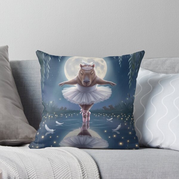 Item preview, Capy Lake Curtain Call Capybara Ballerina Moonlit Bow Art designed and sold by CapyVerseStudio.