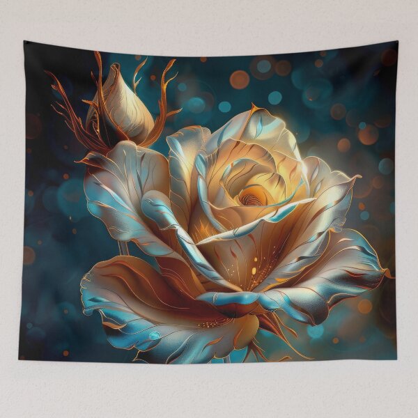 Item preview, Golden Rose on Dark Teal Background designed and sold by MargaretWiktor.