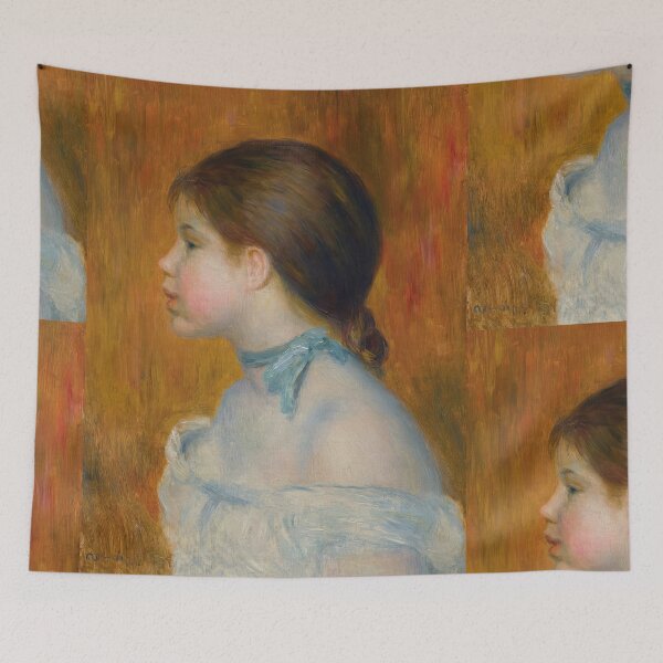 Item preview, Buste De Jeune Fille Au Ruban Bleu by Pierre-Auguste Renoir: Impressionist Portrait Poster designed and sold by artofuniverse.