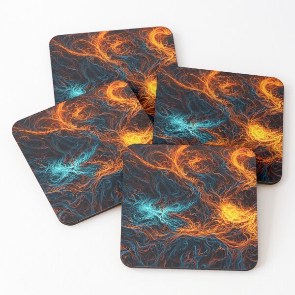 Item preview, Abstract Fire and Ice Energy Flow - Vibrant Lines in Orange and Blue designed and sold by Peter Kraaibeek | Generative Designs and Car Art.