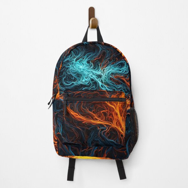 Item preview, Abstract Fire and Ice Energy Flow - Vibrant Lines in Orange and Blue designed and sold by Peter Kraaibeek | Generative Designs and Car Art.