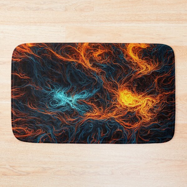 Item preview, Abstract Fire and Ice Energy Flow - Vibrant Lines in Orange and Blue designed and sold by Peter Kraaibeek | Generative Designs and Car Art.