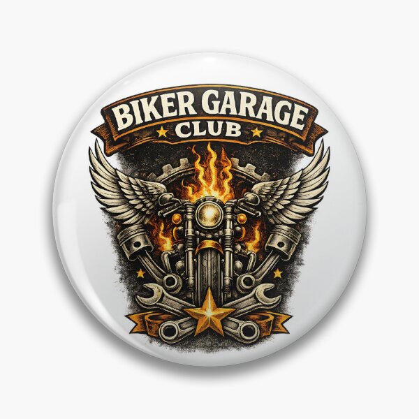 Item preview, Biker Garage Club Vintage Motorcycle Design – Mechanic Shop Badge Style – Retro Biker T-Shirt, Clothes, Gift designed and sold by MartinioArtStudio.