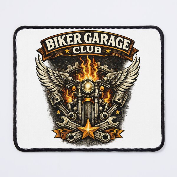 Item preview, Biker Garage Club Vintage Motorcycle Design – Mechanic Shop Badge Style – Retro Biker T-Shirt, Clothes, Gift designed and sold by MartinioArtStudio.