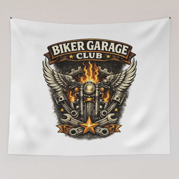 Item preview, Biker Garage Club Vintage Motorcycle Design – Mechanic Shop Badge Style – Retro Biker T-Shirt, Clothes, Gift designed and sold by MartinioArtStudio.