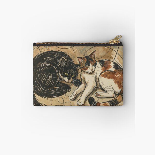 Item preview, Vintage Feline Study - Ink and Watercolour Cats (Cats With Swishing Tails) designed and sold by David Bath.