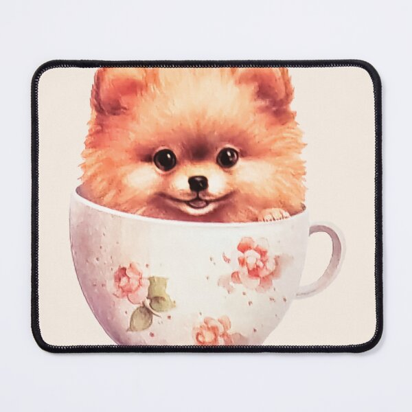 Item preview, Teacup Pomeranian Puppy | Vintage Floral Watercolor Dog designed and sold by Tokraz-art.