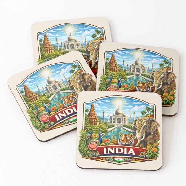 Item preview, India - Taj Mahal, Royal Elephant and Bengal Tiger designed and sold by Myra365Art.