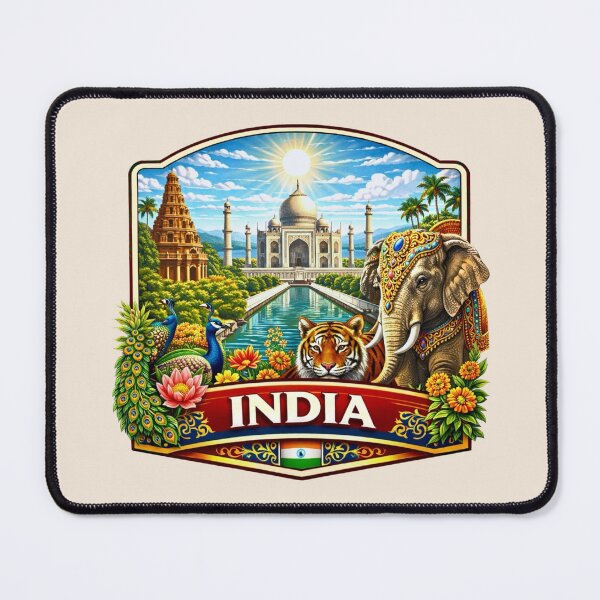 Item preview, India - Taj Mahal, Royal Elephant and Bengal Tiger designed and sold by Myra365Art.