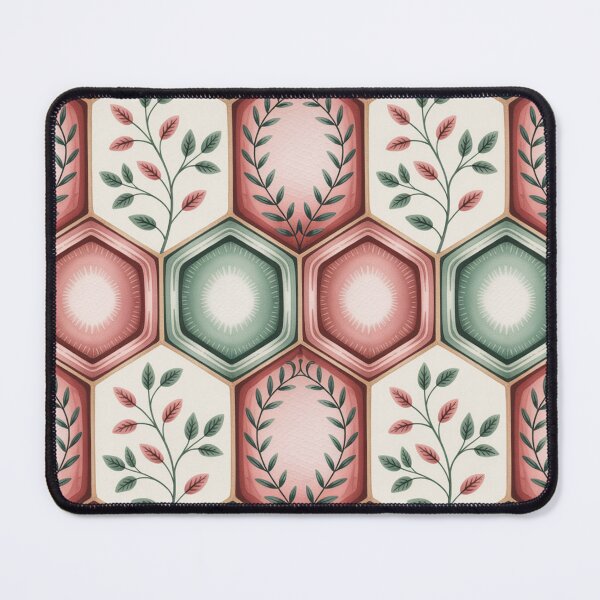 Item preview, Elegant Hexagon Floral Wreath Seamless Pattern Soft Pastel Botanical designed and sold by Midnight Veil Designs.