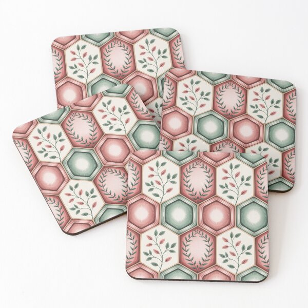Item preview, Elegant Hexagon Floral Wreath Seamless Pattern Soft Pastel Botanical designed and sold by Midnight Veil Designs.