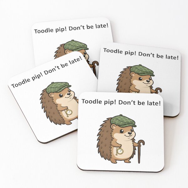 Item preview, Cute Hedgehog Sherlock Funny "Toodle Pip Don't Be Late" Design. designed and sold by The-T-In-Retro.