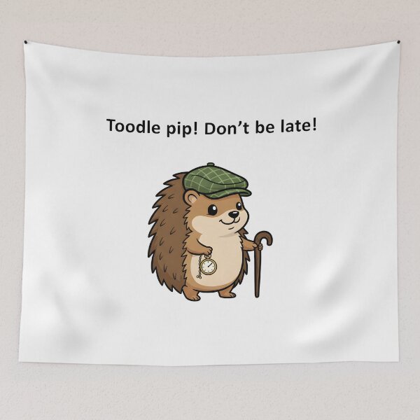 Item preview, Cute Hedgehog Sherlock Funny "Toodle Pip Don't Be Late" Design. designed and sold by The-T-In-Retro.