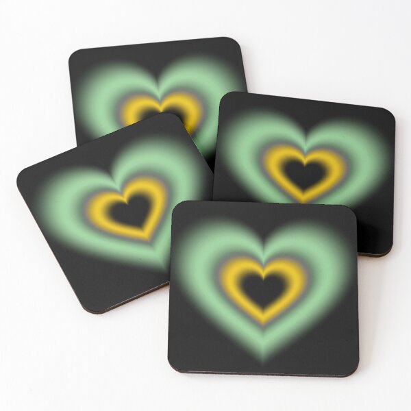 Item preview, Green and lemon blurry hearts designed and sold by serenebookworm.