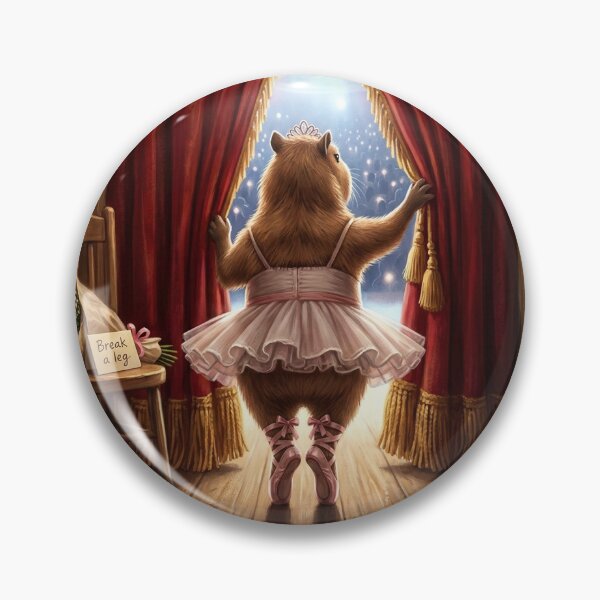 Item preview, Capy Lake Backstage Capybara Ballerina Red Curtain Theater Art designed and sold by CapyVerseStudio.