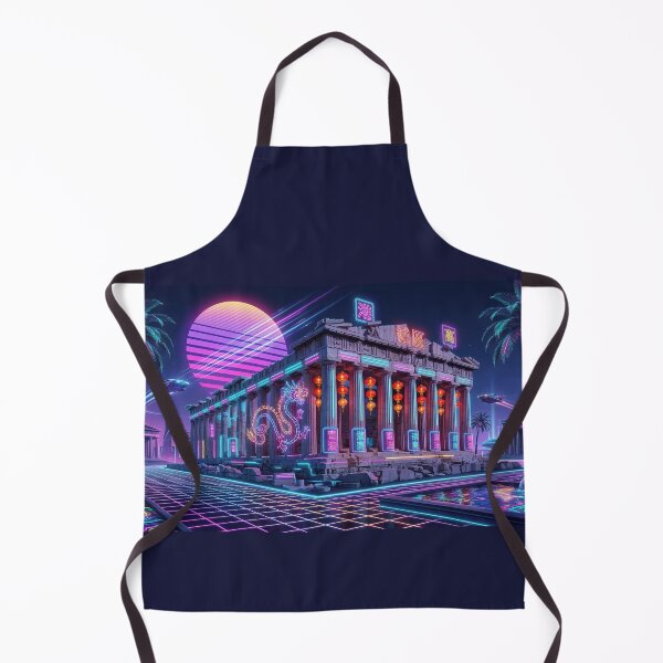 Item preview, Neon Synthwave Greek-Asian Fusion Temple designed and sold by Wild Hare.