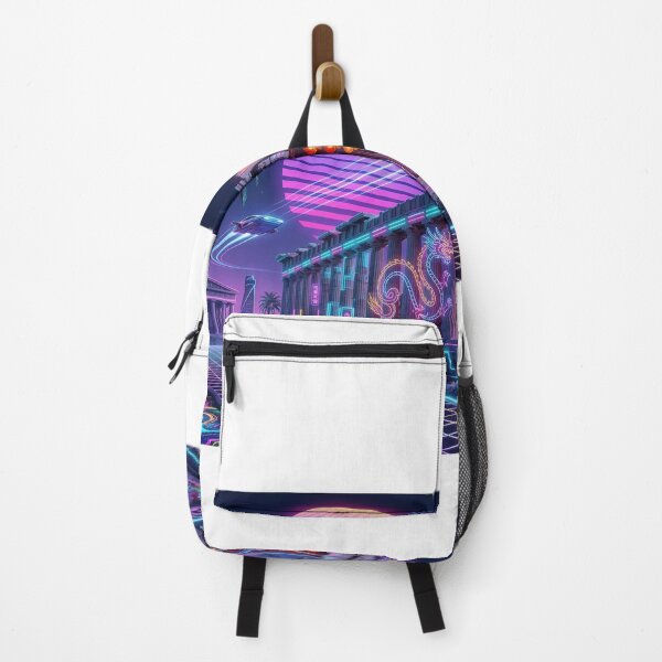Item preview, Neon Synthwave Greek-Asian Fusion Temple designed and sold by Wild Hare.