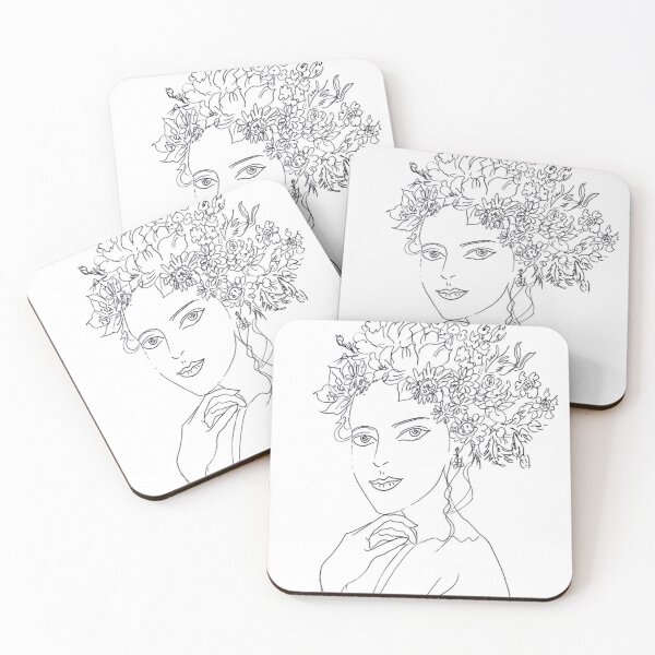Item preview, Floral Crown Woman line art portrait designed and sold by TinTinBloom.