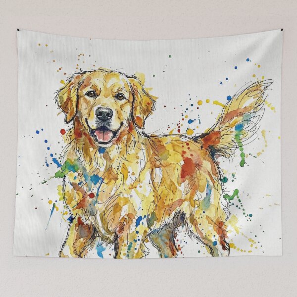 Item preview, Abstract Colorful Golden Retriever Watercolor Art designed and sold by Printpix.