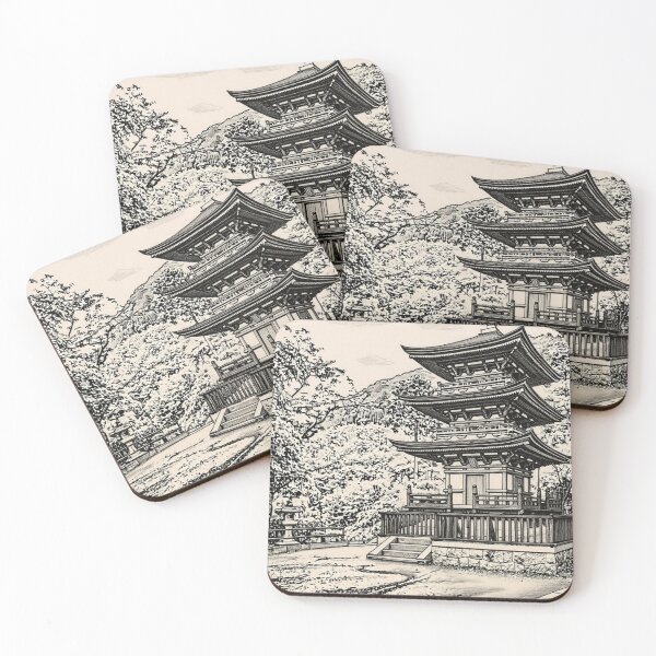 Item preview, Vintage Japanese Pagoda Art – Black and White Illustration designed and sold by Shot-By-Garth.