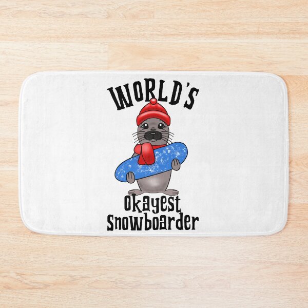 Item preview, Winter Sports World's Okayest Snowboarder Cute GreySeal designed and sold by Sartoris Art.