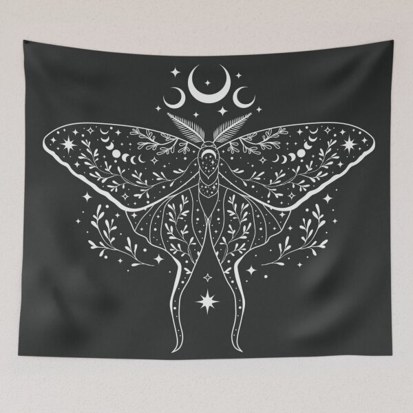 Item preview, Celestial Triple Moon Moth Line Art designed and sold by GraveyardGlam.