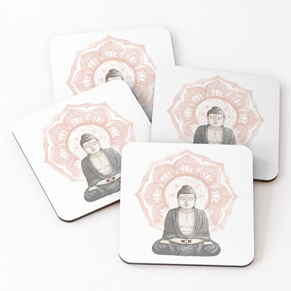 Item preview, Buddha Padma Watercolor - Fawn Earth Slate - Coral Halo designed and sold by Irene Estelle.