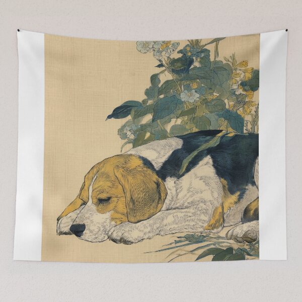 Item preview, Sleeping Beagle with Flowers designed and sold by lautir.