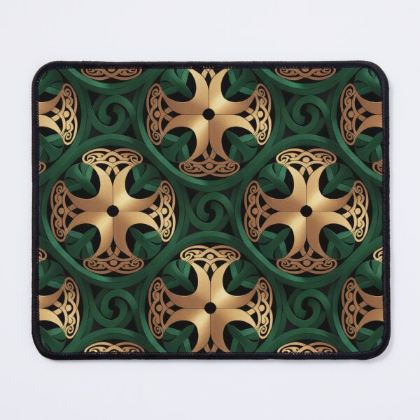 Item preview, Emerald Green & Gold Celtic Knot Mandala Seamless Pattern Luxury designed and sold by Midnight Veil Designs.