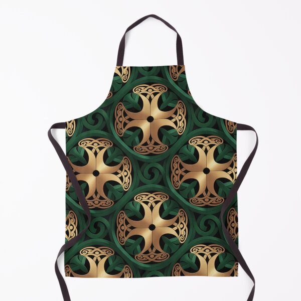 Item preview, Emerald Green & Gold Celtic Knot Mandala Seamless Pattern Luxury designed and sold by Midnight Veil Designs.