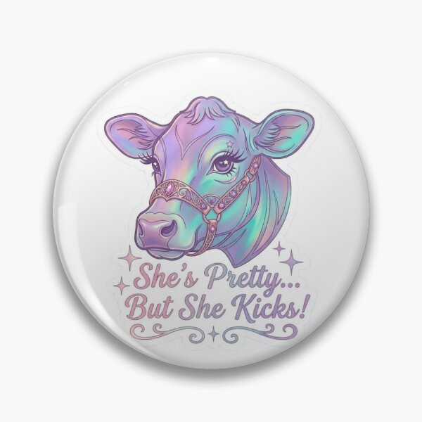 Item preview, She's Pretty But She Kicks Iridescent Show Heifer Sticker designed and sold by taylortails.