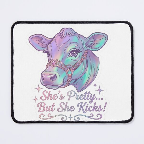 Item preview, She's Pretty But She Kicks Iridescent Show Heifer Sticker designed and sold by taylortails.