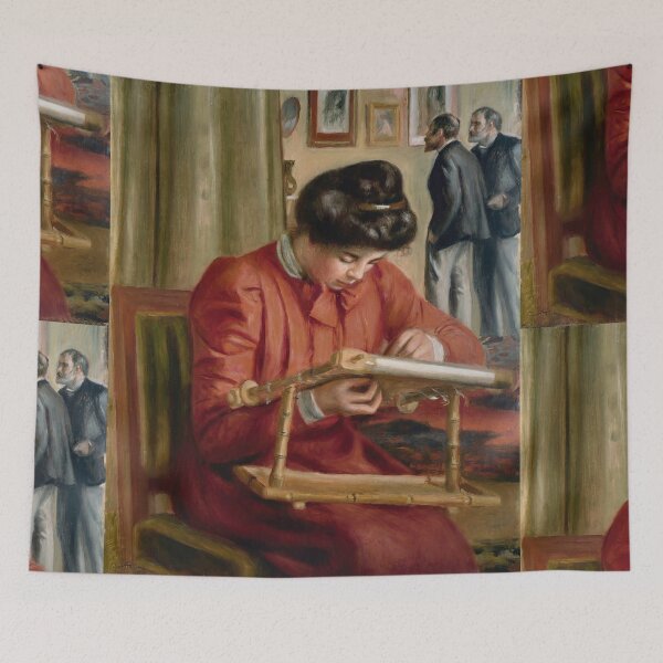 Item preview, Christine Lerolle Brodant by Pierre-Auguste Renoir: Cozy Impressionist Interior Poster designed and sold by artofuniverse.