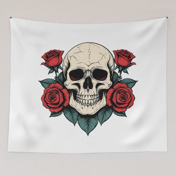 Item preview, Vintage Skull With Roses Gothic Tattoo T-Shirt Design - 6 designed and sold by RELAX STATION.