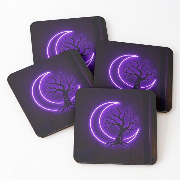Item preview, Neon Crescent Moon Tree Witchy Glow Art designed and sold by GraveyardGlam.
