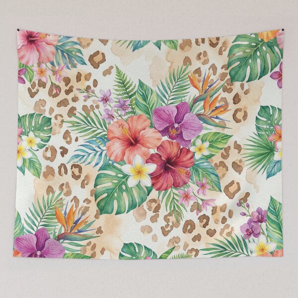 Item preview, Tropical Floral Leopard Print Pattern designed and sold by InovArtS.
