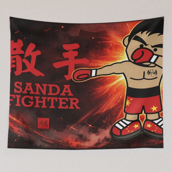 Item preview, Funny Sanda Fighter Stand Up Fight Smile Repeat designed and sold by Fei Long Design Hub.