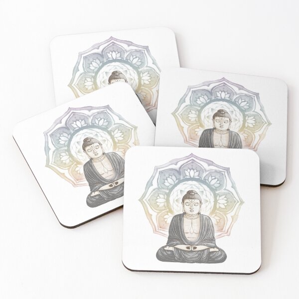 Item preview, Buddha Padma Watercolor - Fawn Earth Slate - Rainbow Sunset Halo designed and sold by Irene Estelle.