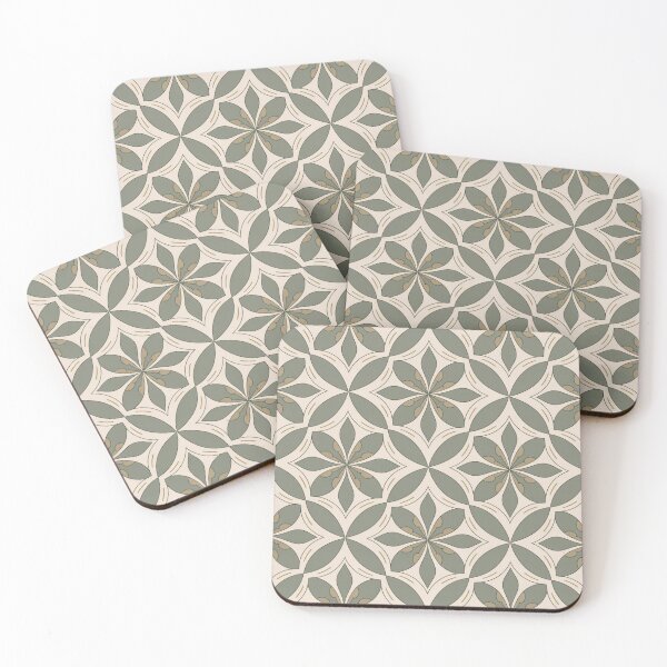 Item preview, Sophisticated Sage Green Geometric Floral Tile Seamless Pattern designed and sold by Midnight Veil Designs.