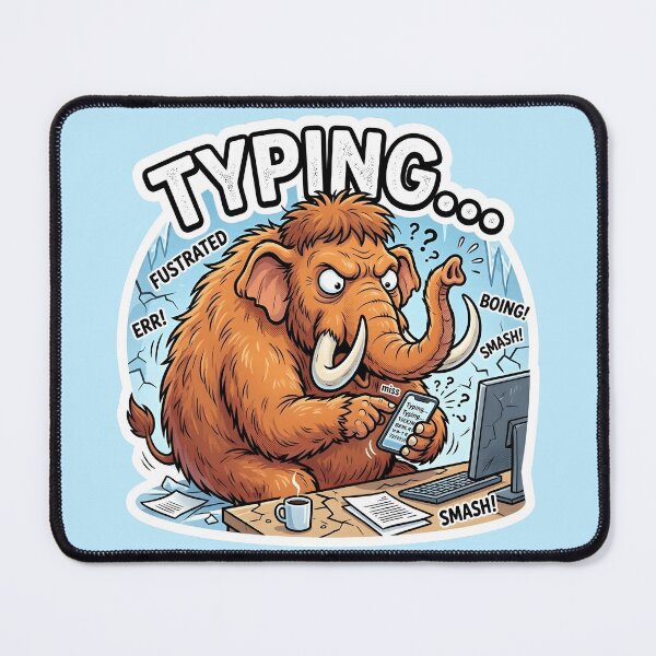 Item preview, Woolly Mammoth - Typing Tiny Arms Frustrated Texting  designed and sold by WowDezign.