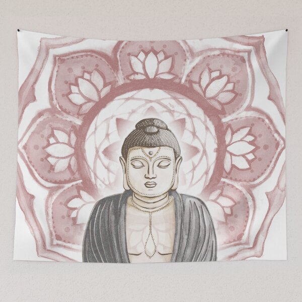 Item preview, Buddha Padma Watercolor - Fawn Earth Ruby - Ochre Halo designed and sold by Irene Estelle.