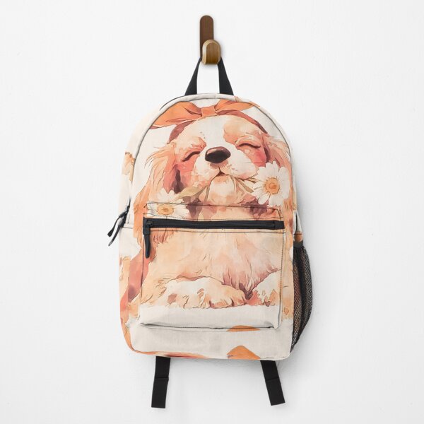 Item preview, Coquette Spaniel Puppy with Daisies & Bow | Watercolor Floral Dog designed and sold by Tokraz-art.