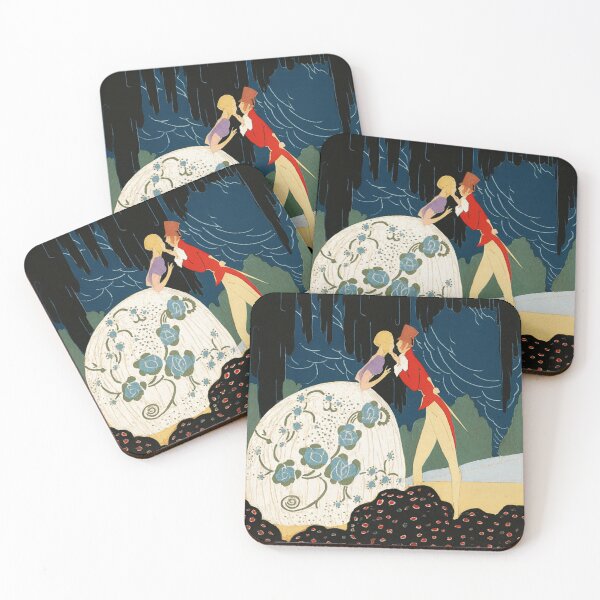 Item preview, The Kiss - Art Deco Illustration Vintage Romantic Couple Scene for Retro Love Aesthetic Fans designed and sold by RickE.