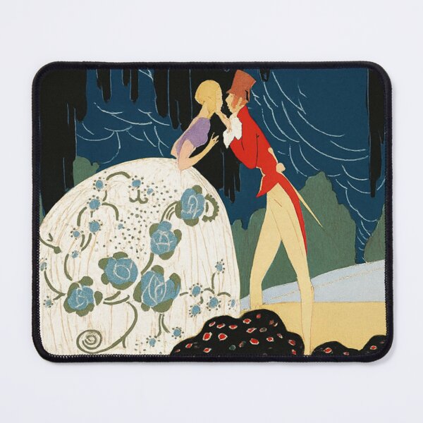 Item preview, The Kiss - Art Deco Illustration Vintage Romantic Couple Scene for Retro Love Aesthetic Fans designed and sold by RickE.