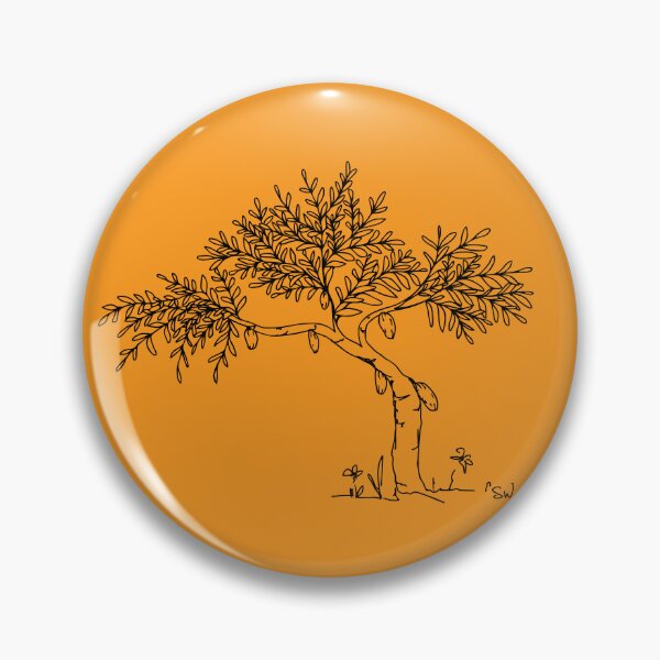 Item preview, Cacao Tree, Line Drawing Symmetric Minimalist Aesthetic Natural Design Yellow Mustard designed and sold by SWSandraWechner.