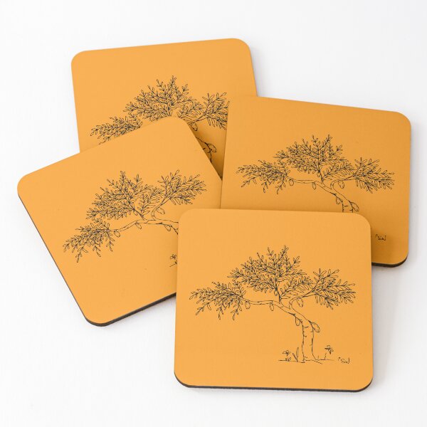 Item preview, Cacao Tree, Line Drawing Symmetric Minimalist Aesthetic Natural Design Yellow Mustard designed and sold by SWSandraWechner.