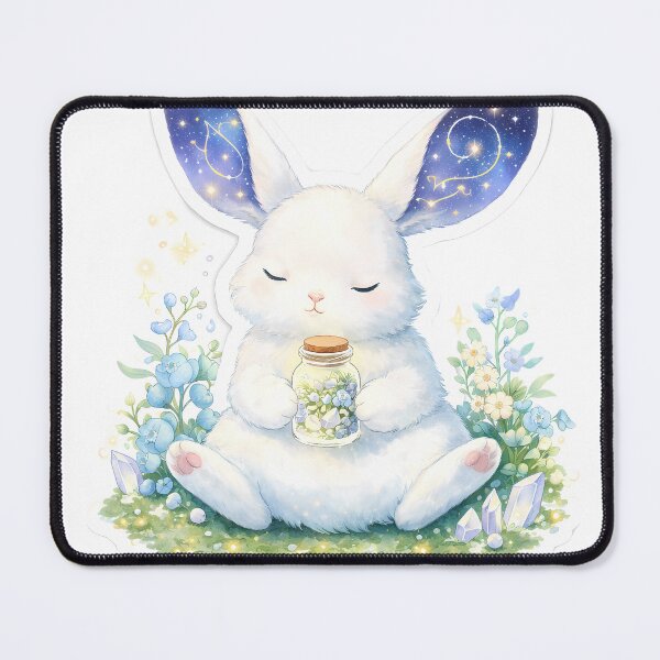 Item preview, Celestial Moon Hare Herbologist - Magical Rabbit & Crystals designed and sold by Art-Selling.