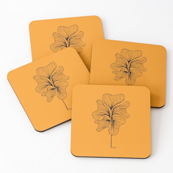 Item preview, Botanical Minimalist Symmetrical Line Drawing Mustard Yellow designed and sold by SWSandraWechner.