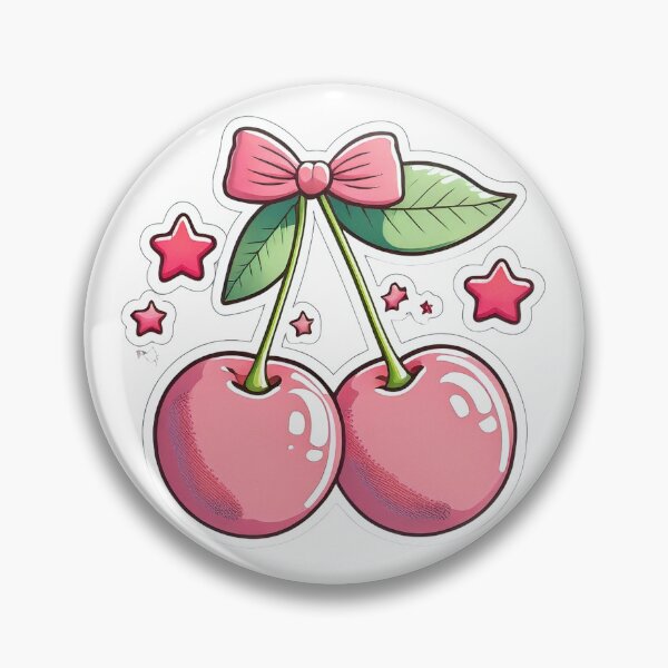 Item preview, Cute pink cherries with bow, leaf, and stars designed and sold by ChernivtsiSkoda.